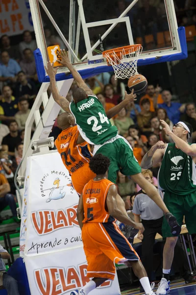 Valencia Korb gegen Unicaja Malaga — Stockfoto