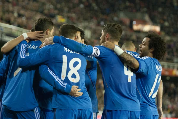 Spelare i real madrid celebtate efter scoring — Stockfoto