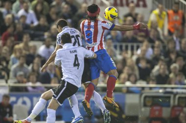 İspanya Kupası maçı sırasında Falcao, rami ve tino Kosta