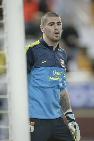 Виктор Вальдес во время матча Испанской лиги — стоковое фото