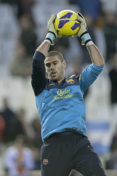 Victor Valdez during Spanish League match — Stock Photo, Image