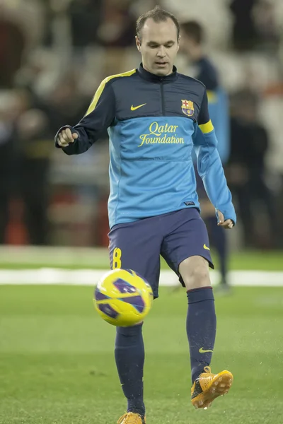 Andrés Iniesta durante el partido de Liga Española — Foto de Stock