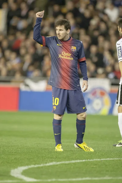 Лео Месси во время матча Испанской лиги — стоковое фото