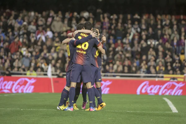 Barcelona spelare firar ett mål — Stockfoto
