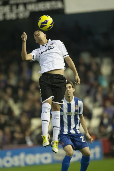 Jogadores durante o jogo da Liga Espanhola de Futebol — Fotografia de Stock