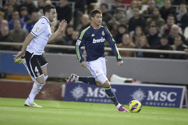 Cristiano Ronaldo with ball and Rami — Stock Photo, Image