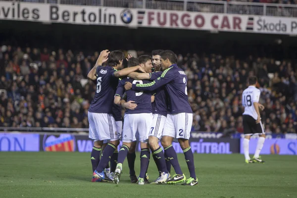 Tým real madrid slaví gól — Stock fotografie