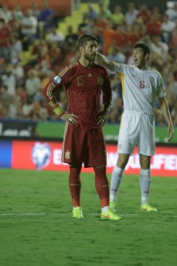 Sergio Ramos ready to take a penalty kick clipart
