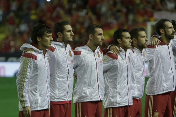 Die spanische Mannschaft vor dem Start der Uefa-EM-Qualifikation — Stockfoto