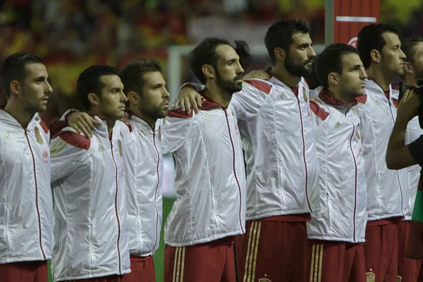 Die spanische Mannschaft vor dem Start der Uefa-EM-Qualifikation — Stockfoto