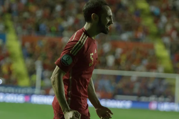 Defender Juanfran celebrate after scoring a goal — Stock Photo, Image