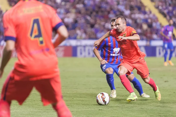 Iniesta barcelona v akci — Stock fotografie