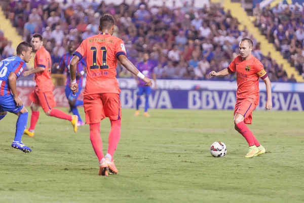 Neymar et Iniesta de Barcelone en action — Photo