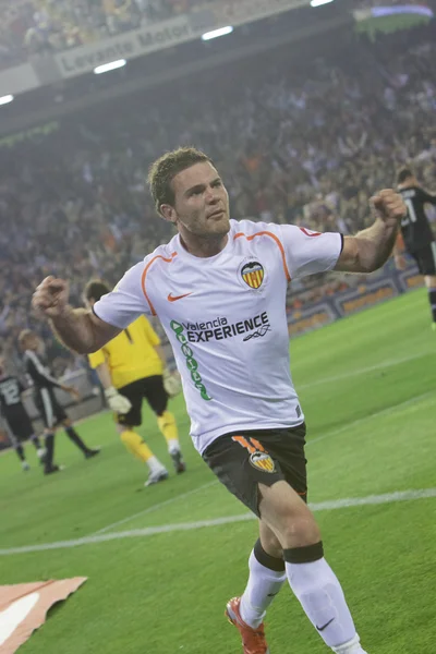 Juan Manuel Mata celebrates scoring a goal — Stock Photo, Image