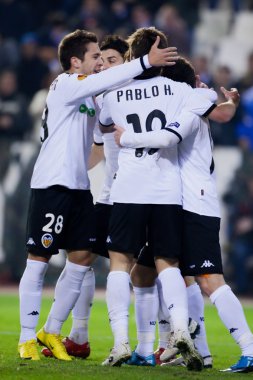 Bir gol puanlama sonra Valencia oyuncular