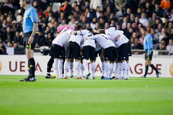 Valencia team innan matchen — Stockfoto