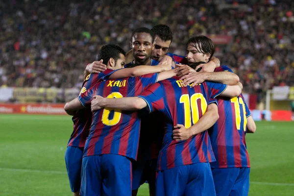 Jogadores de Barcelona celebram gol — Fotografia de Stock