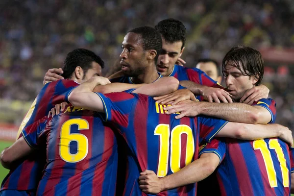 Jugadores de Barcelona celebran gol —  Fotos de Stock