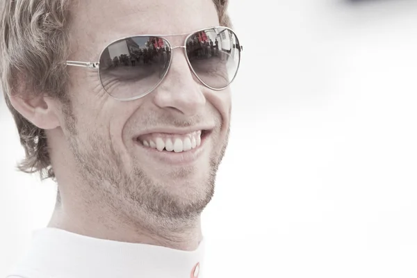 Jenson Button podczas europejskich Grand Prix Formuły 1 — Zdjęcie stockowe