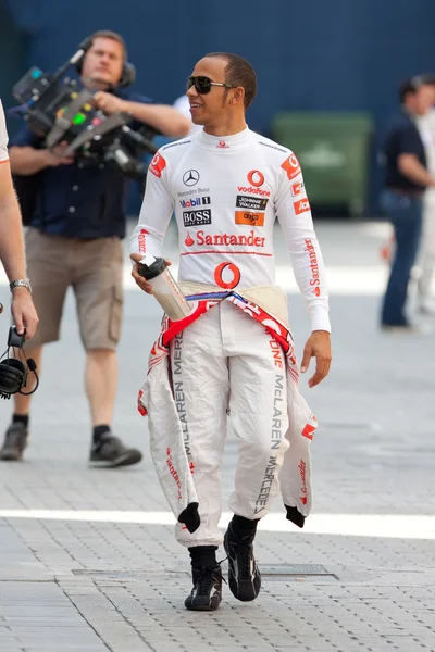 Lewis Hamilton under Europeiska Grand Prix formel 1 — Stockfoto