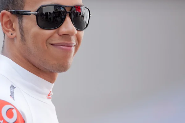 Lewis Hamilton podczas europejskich Grand Prix Formuły 1 — Zdjęcie stockowe