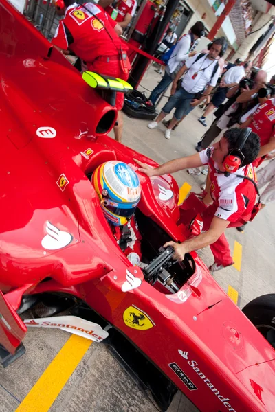 Fernando Alonso under European Grand Prix Formel 1 - Stock-foto