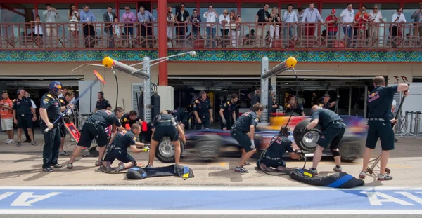 Red Bull takımı Avrupa Grand Prix Formula 1 sırasında — Stok fotoğraf