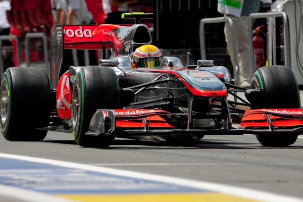 Lewis Hamilton tijdens de Europese Grand Prix Formule 1 — Stockfoto