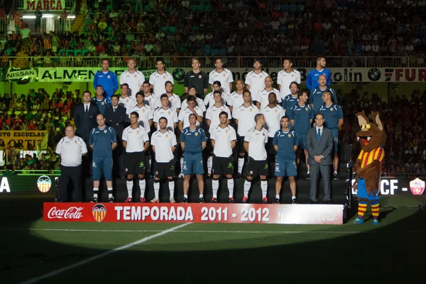 La squadra del Valencia Football Club durante la presentazione del Partito del Calcio — Foto Stock