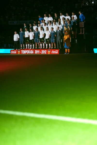 Valencia futbol kulübü takım futbol partisi tanıtımı sırasında — Stok fotoğraf