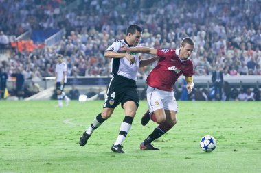 Nemanja Vidic (R) ve David Navarro (L) eylem