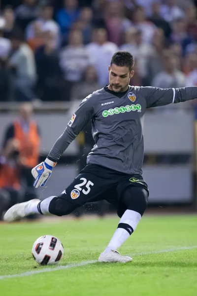 Goalkeeper Miguel Angel Moya during the game — Stock Photo, Image