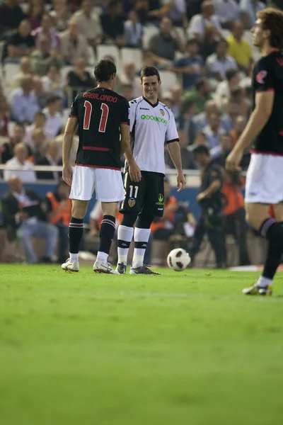 Igor Gabilondo (L) and  Aritz Aduriz (R) during the game — Stock Photo, Image