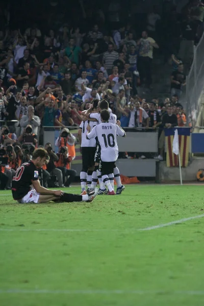 Valencia players celebrate a goal — Stock Photo, Image