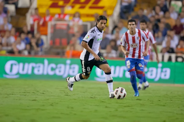 Alejandro Dominguez (F) e Jose Antonio Reyes (B) em ação — Fotografia de Stock