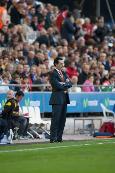 Treinador Unai Emery durante o jogo — Fotografia de Stock