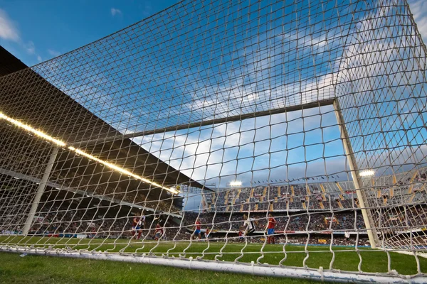 Football goal and stadium — Stock Photo, Image
