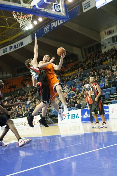 Eurocup gry Valencia Basket przeciwko Sluc Nancy Basket — Zdjęcie stockowe