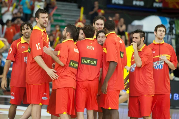 Jogadores da equipe espanhola durante o jogo — Fotografia de Stock