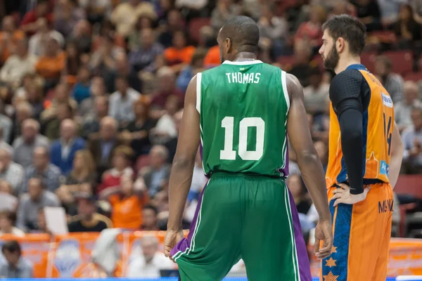 Bojan Dubljevic (R) e Will Thomas durante o jogo — Fotografia de Stock