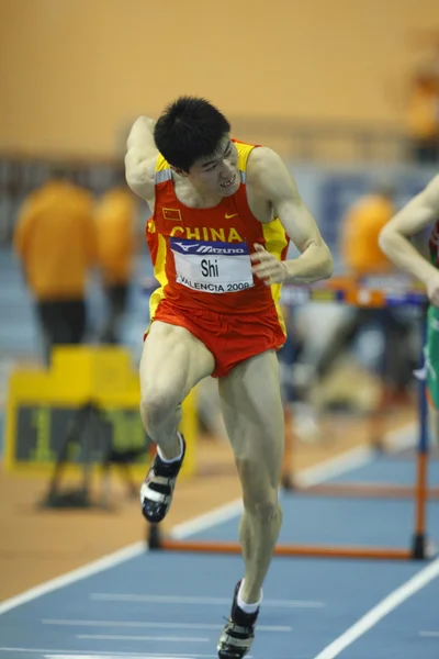 Dongpeng Shi aus China im 60-Meter-Hürdenlauf der Männer — Stockfoto