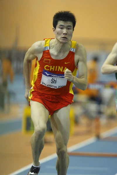 Dongpeng Shi de China compiten en el Hombres 60 Metros Obstáculos Calor — Foto de Stock