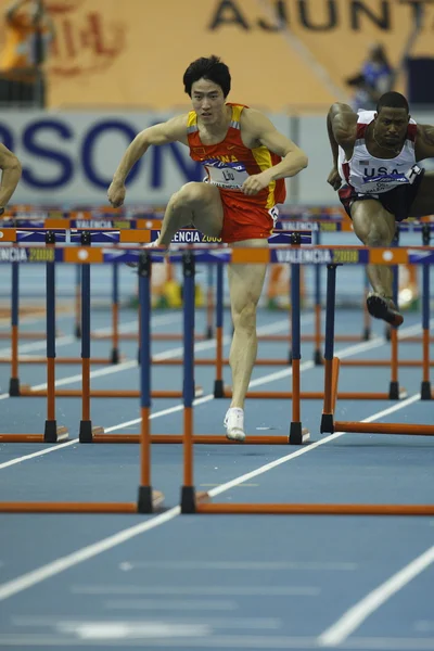 Liu Xiang, de Chine, concourra en demi-finale des hommes 60 mètres haies chaleur — Photo