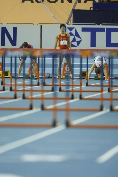 Liu Xiang Chin konkurować w finale Mens 60 metrów przez płotki ciepła — Zdjęcie stockowe