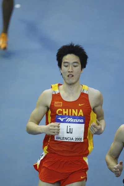 Liu Xiang of China compete in Semifinal of the Mens 60 Metres Hurdles Heat — Stock Photo, Image