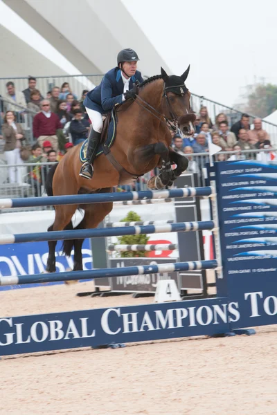 Cavalier à cheval lors du Tour d'Espagne des Champions du Monde — Photo