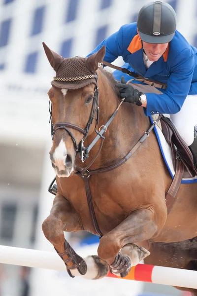 Cavaliere a cavallo durante il Global Champions Tour — Foto Stock