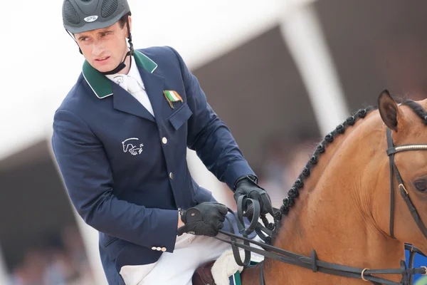 Cavalier à cheval lors du Tour d'Espagne des Champions du Monde — Photo