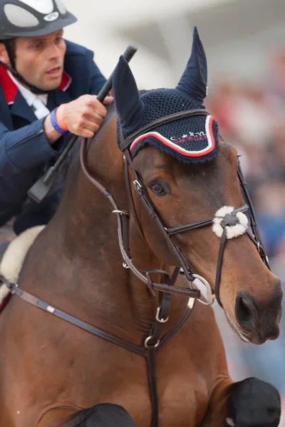 Jinete a caballo durante el Global Champions Tour de España —  Fotos de Stock