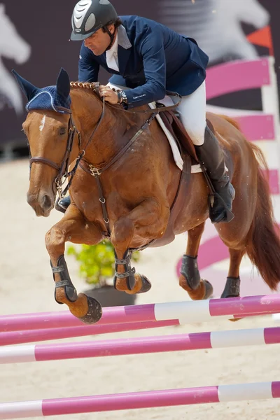Jeźdźca na koniu podczas Global Champions Tour Hiszpanii — Zdjęcie stockowe